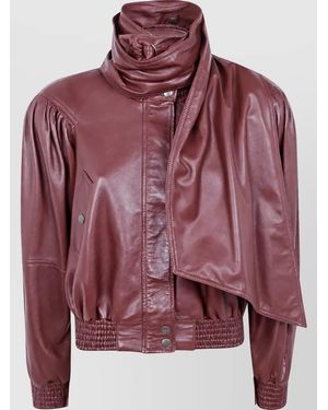 Chloé Lamb Leather Turtleneck Jacket - Red