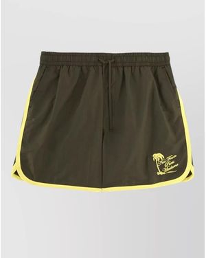 Drole de Monsieur Beach Shorts Contrast Trim And Pockets - Green