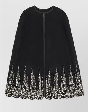 Valentino Garavani Cashmere Wool Crystal-Embellished Cape - Black