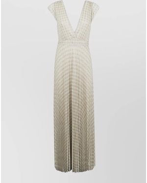 forte_forte Pleated V-Neck Maxi Dress - White