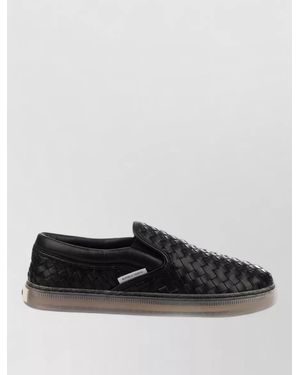 Bottega Veneta Slip On Loafers Woven Texture Rubber Sole - Multicolour