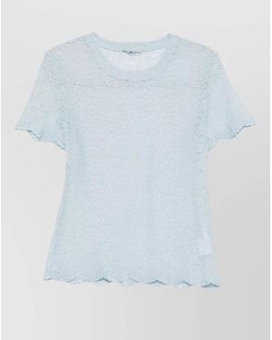 Ermanno Scervino Embroidered Short-Sleeve Blouse - Blue