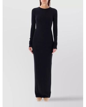 ÉTERNE Ribbed Long-Sleeve Maxi Dress - Blue