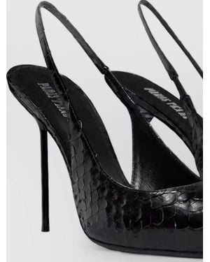 Paris Texas Calfskin Python-Print Slingback Pumps - Black