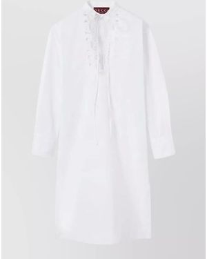 Gucci Cotton Poplin Dress Horsebit Detail - White