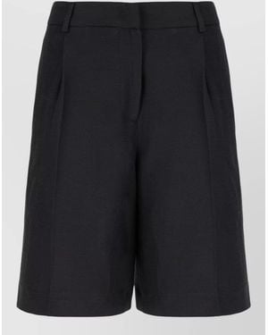 PT Torino Viscose Blend Bermuda Shorts Pleated Front - Black