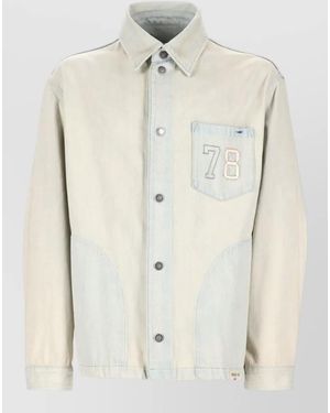 Golden Goose Denim Jacket Chest Pocket Embroidery - Natural