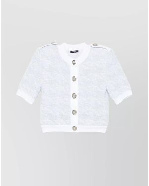 Balmain Crewneck Knitwear Short Sleeves - White