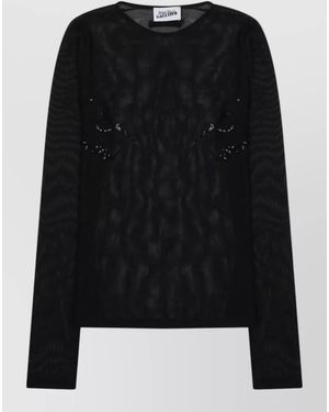 Jean Paul Gaultier Sheer Printed Knitted Top - Black