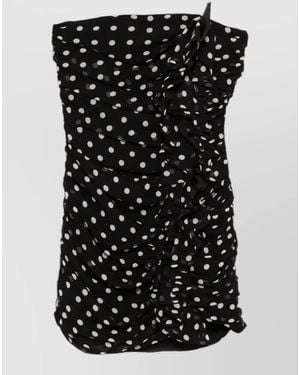 Nina Ricci Silk Polka-Dot Ruffled Strapless Mini Dress - Black
