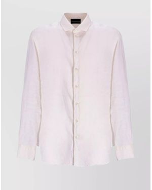 Emporio Armani Linen Long-Sleeve Shirt - Pink
