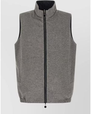 Kiton Reversible Nylon Vest High Collar Design - Gray