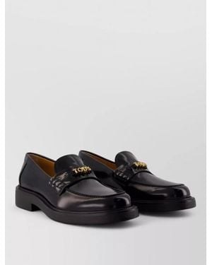 Tod's Gomma Leather Loafers Block Heel - Black