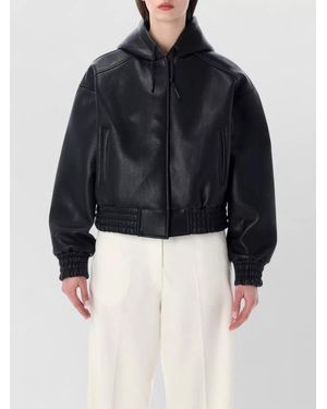 Frankie Shop Jackson Hooded Eco Leather Bomber Jacket - Black