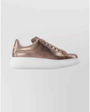 McQueen Oversized Leather Sneakers Rubber Sole - Natural