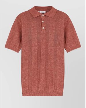 Brunello Cucinelli Linen Cotton Blend Polo Short Sleeves - Red