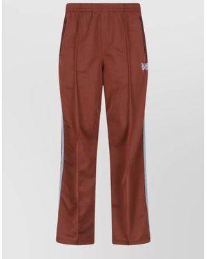 Needles Straight Trousers Elastic Waistband Side Stripes - Red