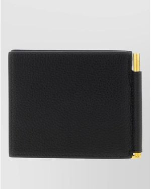 Tom Ford Textured Leather Card Holder Bi Fold - Black