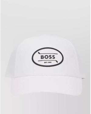 BOSS Cotton Cap Curved Visor Logo Detail - White