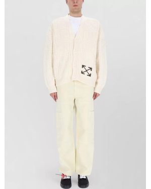 Off-White c/o Virgil Abloh Arrow Knit Cardigan Ribbed Cuffs Hem - White