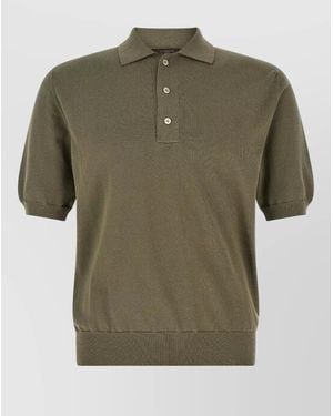Zanone Knit Shirt Polo Collar Ribbed Cuffs Hem - Green