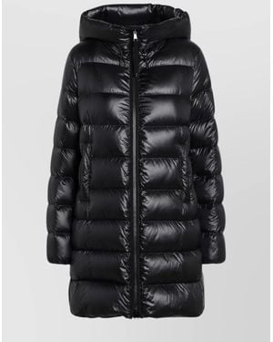 Moncler Hooded Long Quilted Down Jacket - Black