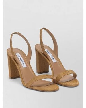 Aquazzura So Nude Block Heel Strappy Sling Sandals - Natural