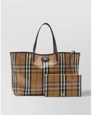 Burberry Medium Tote Bag Highlands Rectangular Check - Brown