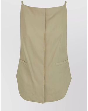 Loulou de Saison Sleeveless Top With Seams And Side Slits - Green