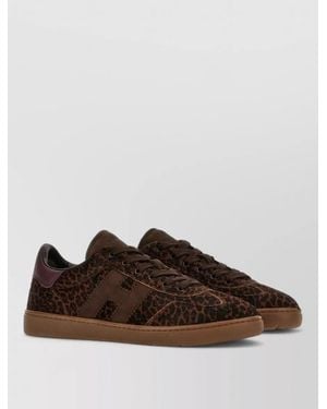 Hogan Cool Leather Lace Up Sneakers Logo Detail - Brown