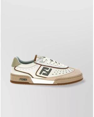 Fendi Leather Low-Top Sneakers - Metallic