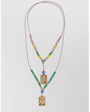 DSquared² Logo-Plaque Necklace - White