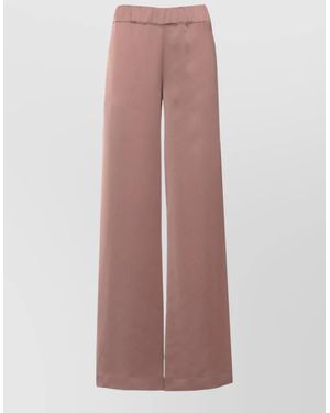 D.exterior Satin Straight Pants Full Length Wide Leg - Pink