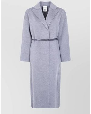 Semicouture Wool Long Coat - Blue