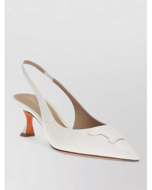 Santoni Leather Slingback Court Shoes - White