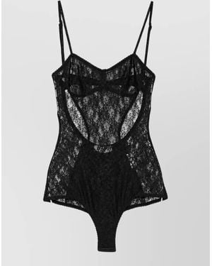 The Attico Stretch Lace Bodysuit - Black