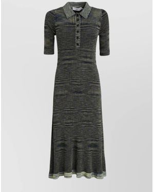 Proenza Schouler Cotton Blend Polo Dress With Ribbed Pattern - Gray