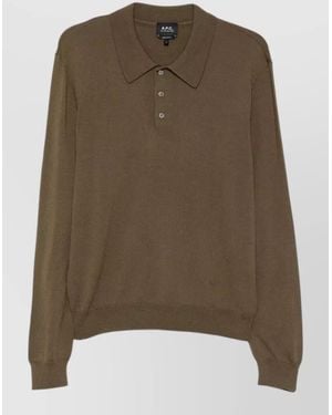 A.P.C. Riou Polo Shirt Regular Fit Long Sleeves - Green