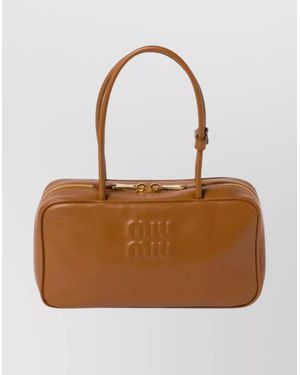 Miu Miu Rectangular Tote Bag Two Top Handles - Brown