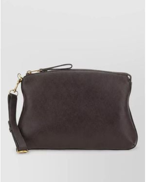 Borsalino Leather Clutch Bag - Brown
