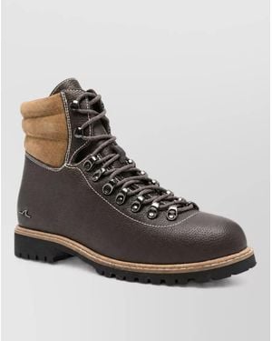 Paul & Shark Leather Lace-Up Ankle Boots - Multicolour