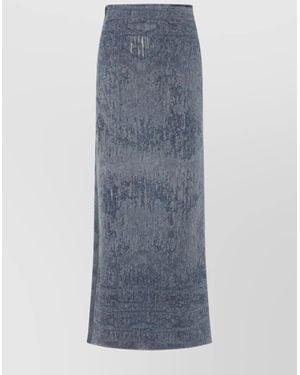 DIESEL Denim High-Rise Distressed Midi Skirt - Blue
