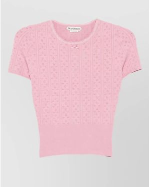 JW Anderson Pointelle Knit Slim-Fit Short-Sleeve Cotton Top - Pink