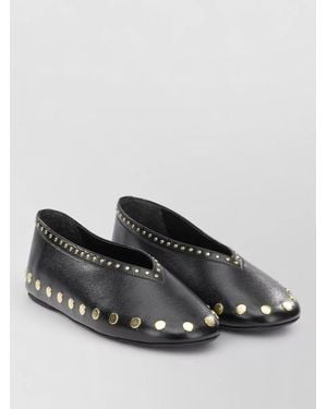 Ganni Jenny Ballet Flats Round Toe Studs - Black