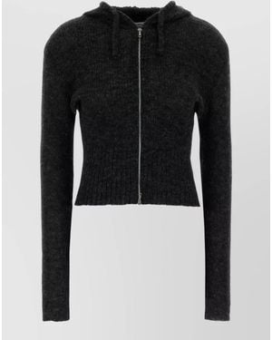 Our Legacy Alpaca Blend Cropped Hooded Knit Sweatshirt - Black
