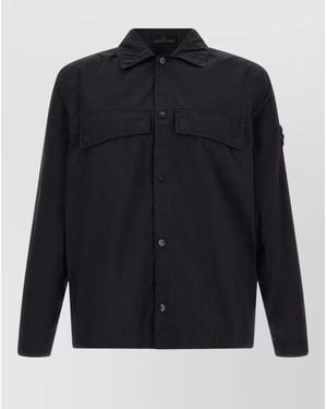 Stone Island Ghost Badge Overshirt Lightweight Long Sleeves - Blue