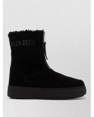 Moon Boot Suede Ltrack Lara Ankle Boots Flat - Black