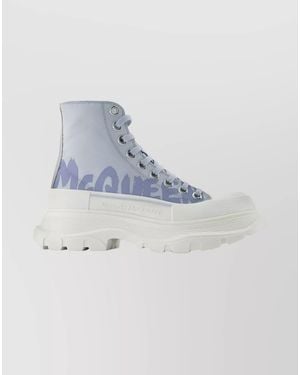 McQueen High-Top Sneakers Smooth Lambskin Rubber Sole - Blue