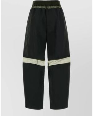 Fendi Cotton Blend Wide Leg Contrast Panel Trousers - Black
