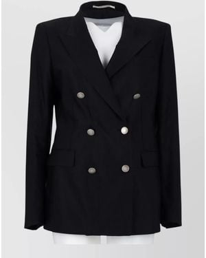 Tagliatore Double Breasted Jacket Notch Lapels Buttons - Black